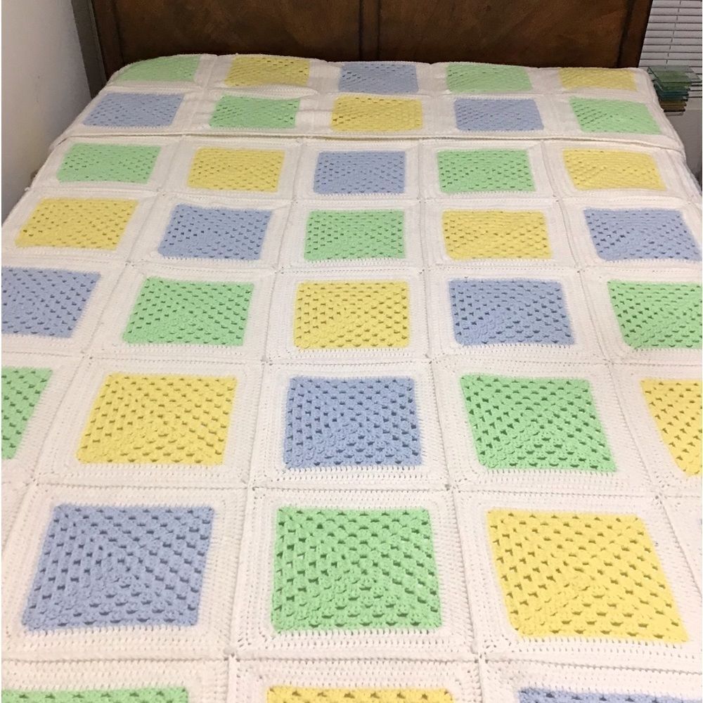 Hand Crafted Crochet Granny Squares Style Quilt